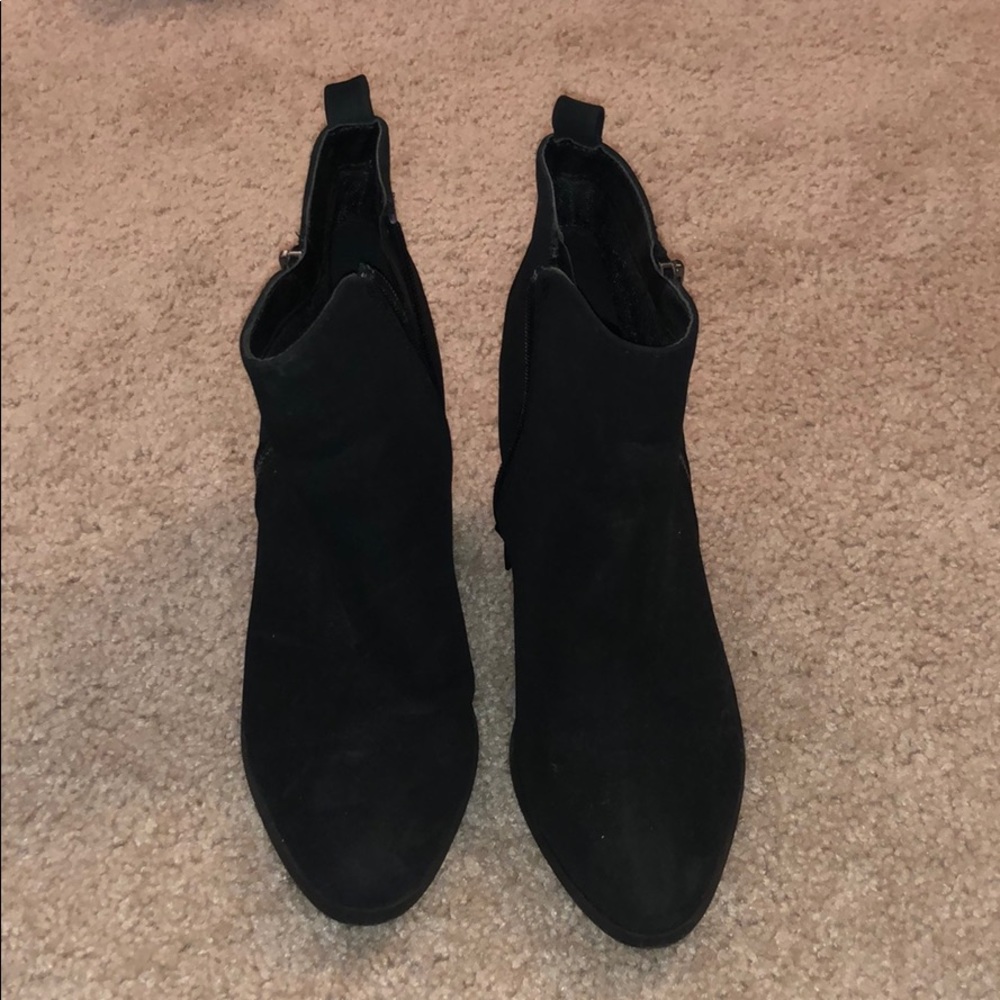 Black Heeled Booties Double Zipper